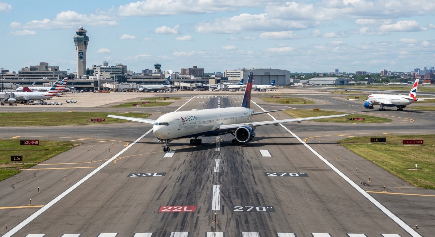 Aircraft on an airport runway